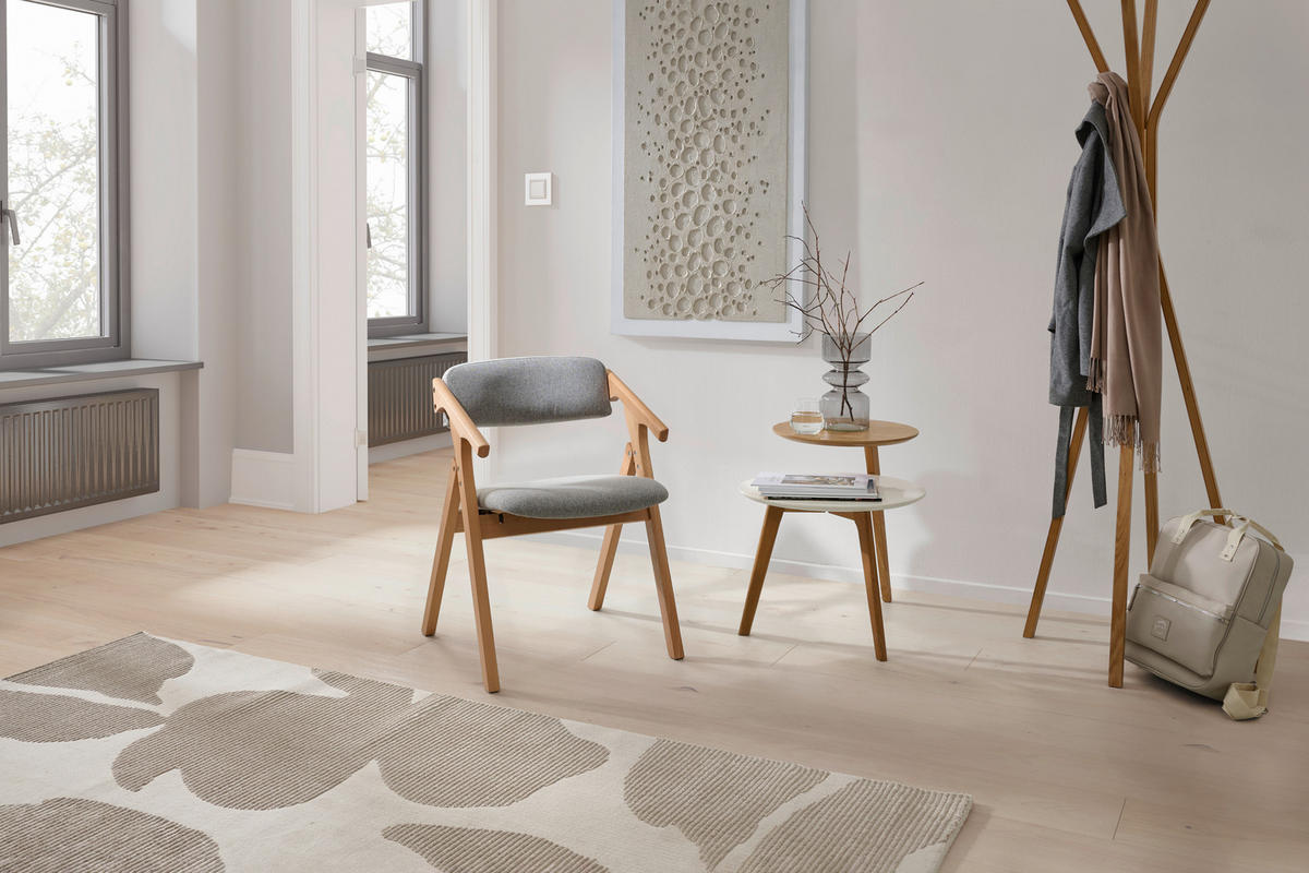 ARMLEHNSTUHL Webstoff  - Naturfarben/Grau, Modern, Holz/Textil (53/78/47cm) - MID.YOU