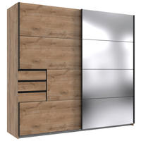 SCHIEBETÜRENSCHRANK Klar, Eichefarben  - Klar/Eichefarben, Modern, Holzwerkstoff/Metall (225/210/64cm) - P & B