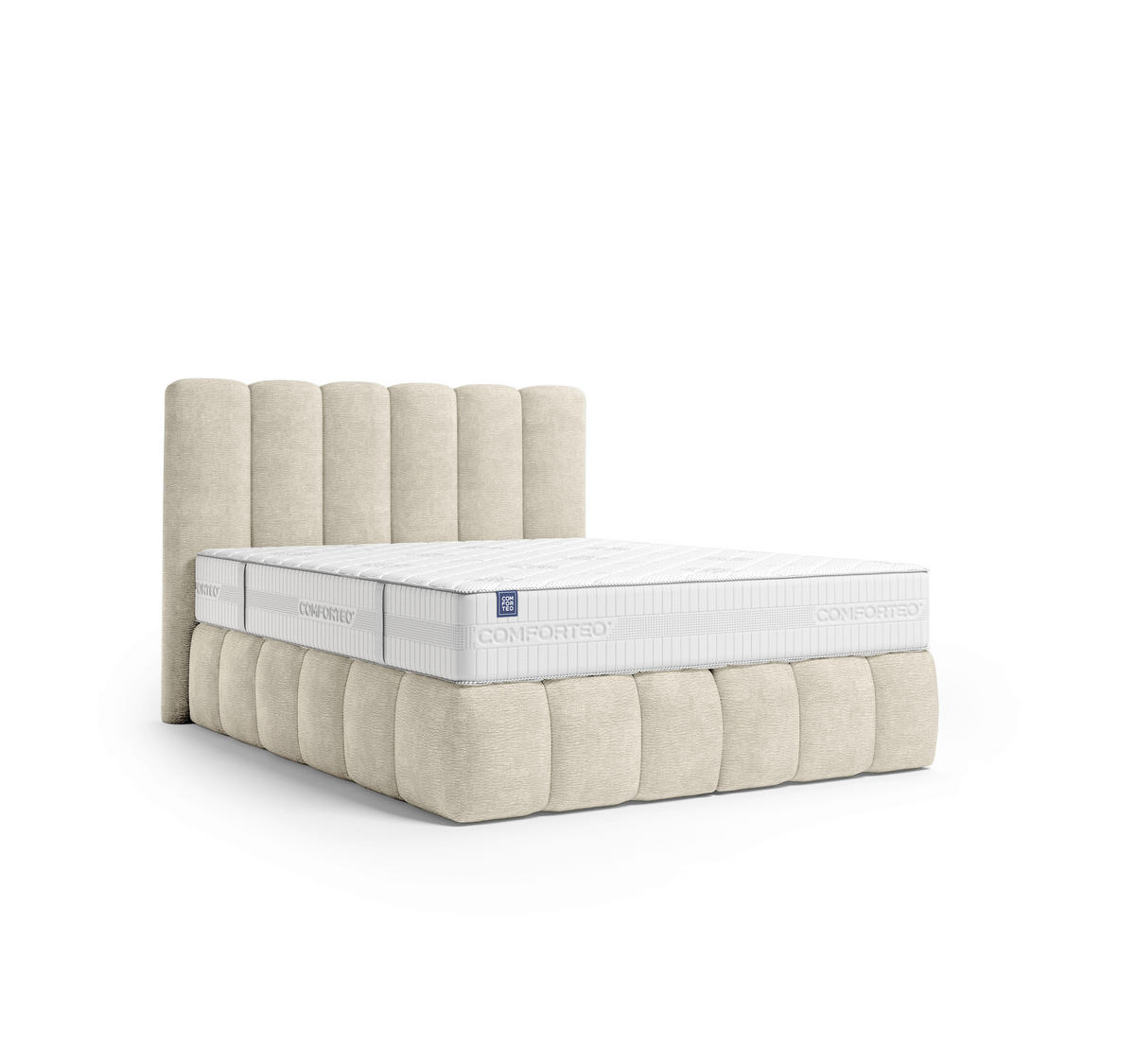 BOXSPRINGBETT 140/200 cm,  in Beige, Matratze, H3 + H4 = fest + sehr fest  - Beige/Schwarz, Modern, Holz/Holzwerkstoff (140/200cm) - MID.YOU