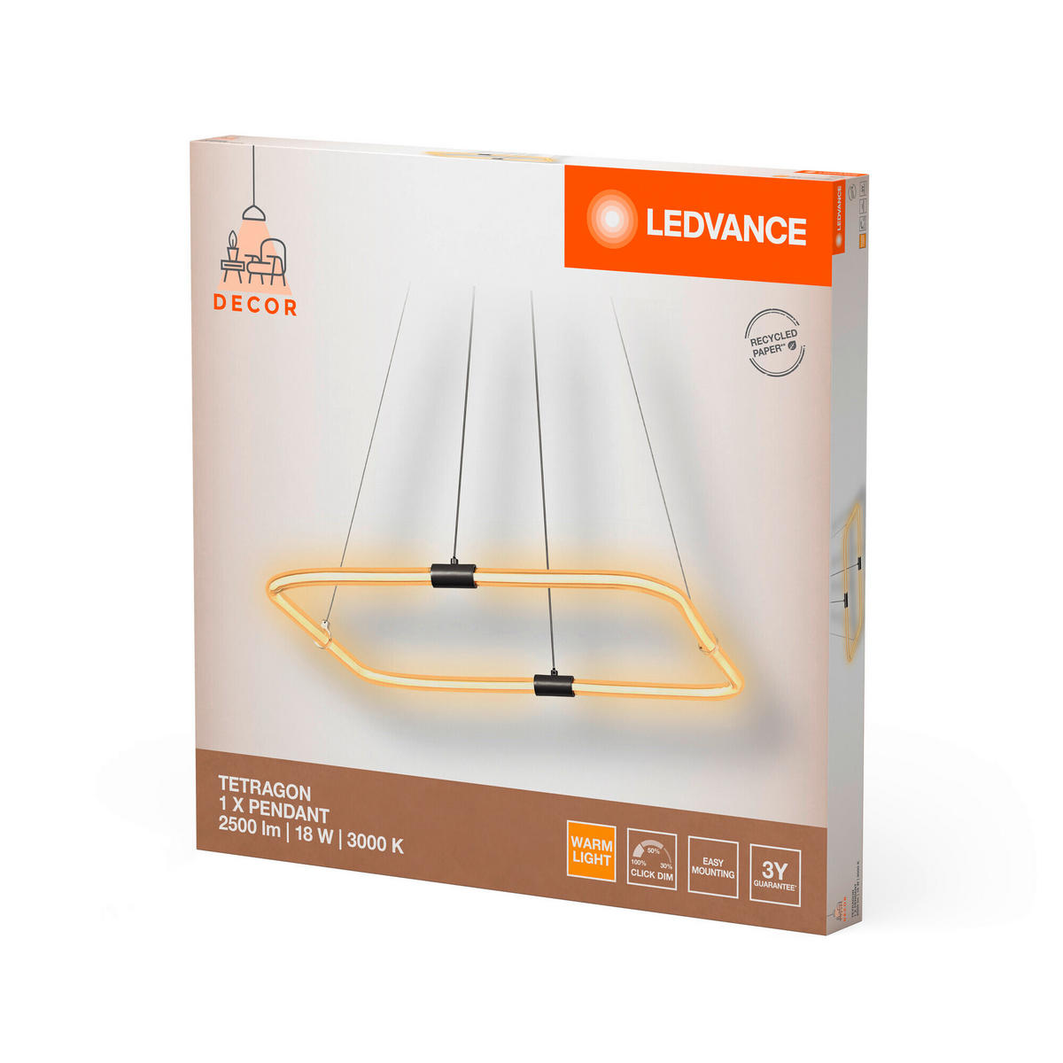 LED-PENDELLEUCHTE 56,7/56,6/70 cm  - Dunkelgrau, Design, Kunststoff (56,7/56,6/70cm) - Ledvance