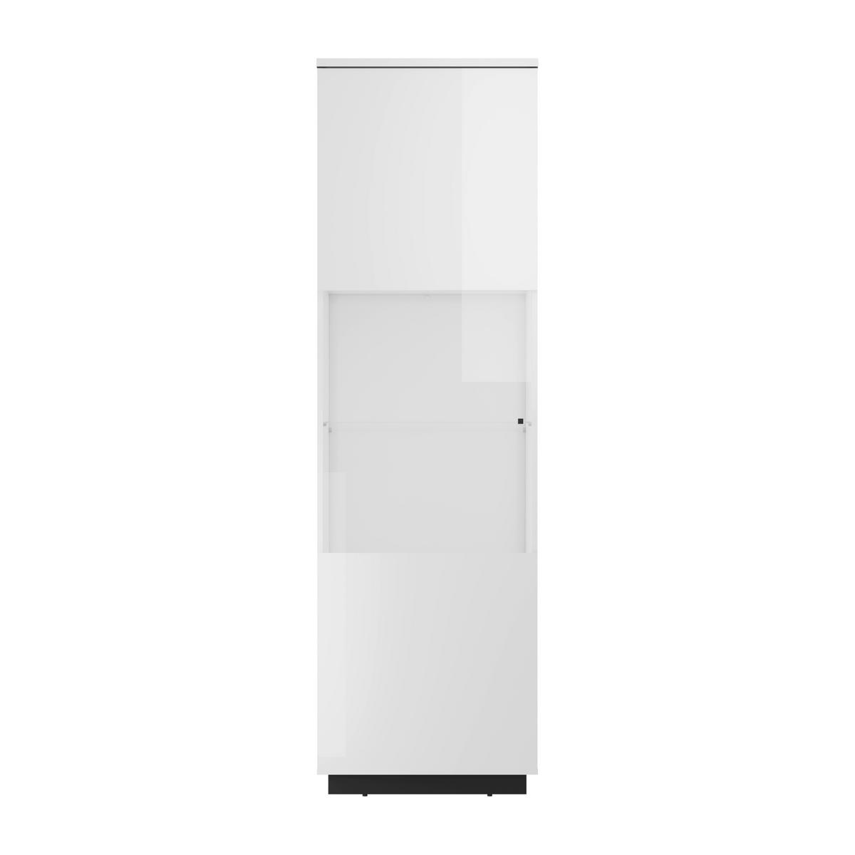 VITRINE Schwarz, Weiss, Weiss Hochglanz  - Weiss Hochglanz/Weiss, Design, Glas/Holzwerkstoff (60/200/40,5cm) - MID.YOU