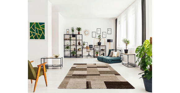 WEBTEPPICH 65/130 cm Palazzo Bloc Braun, Beige  - Beige/Braun, KONVENTIONELL, Textil (65/130cm) - Novel