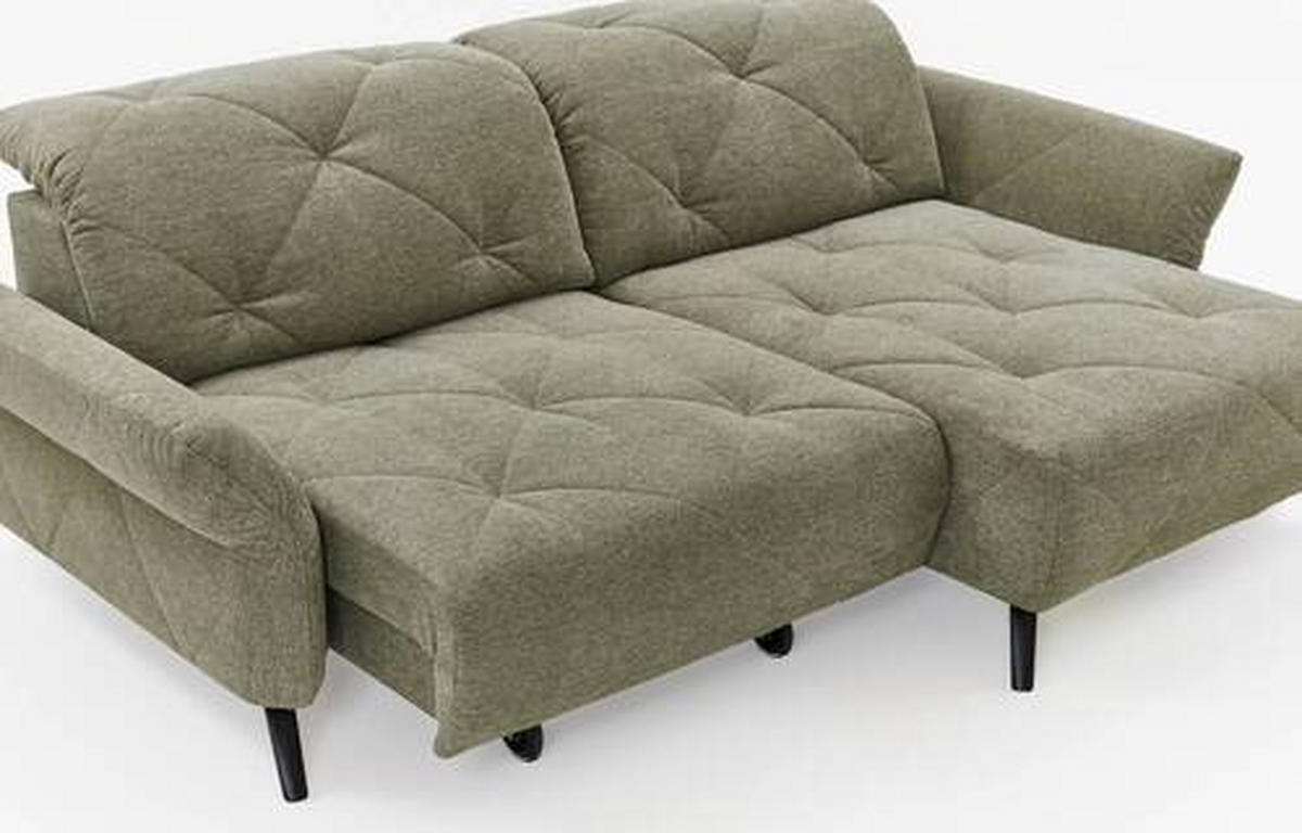 ECKSOFA in Webstoff Grün  - Schwarz/Grün, Design, Textil/Metall (173/244cm) - Moderano