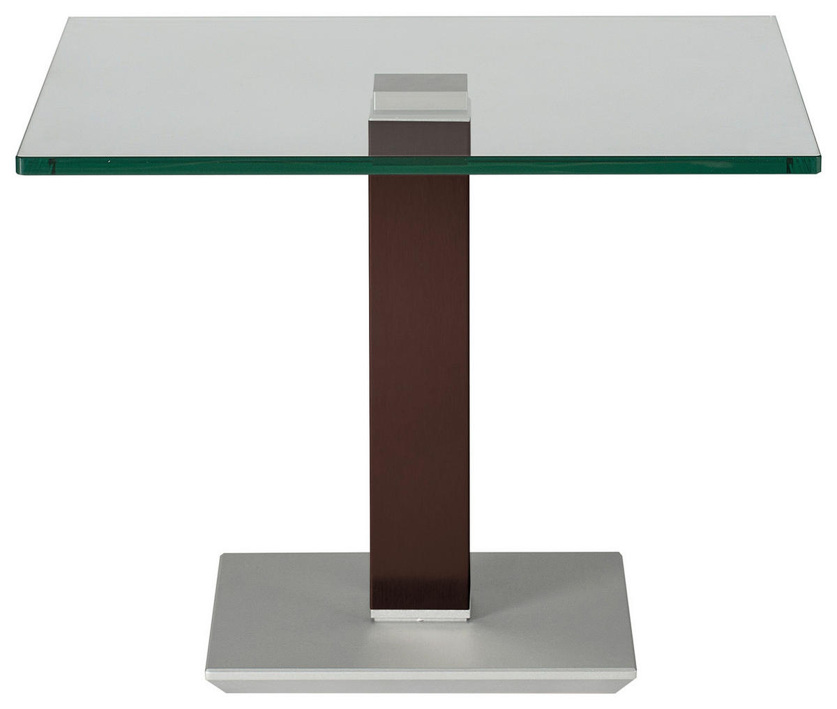 BEISTELLTISCH in Metall, Glas 60/60/46-65 cm  - Edelstahlfarben/Braun, Design, Glas/Kunststoff (60/60/46-65cm)