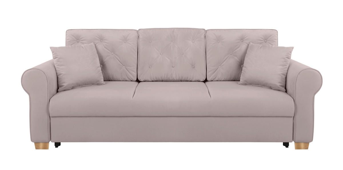 SCHLAFSOFA  mit Bettkasten erhältlich, Liegefunktion, Rücken echt, Armteil links, Armteil rechts Taupe  - Taupe/Buchefarben, Design, Holz/Textil (240/94/98cm) - MID.YOU