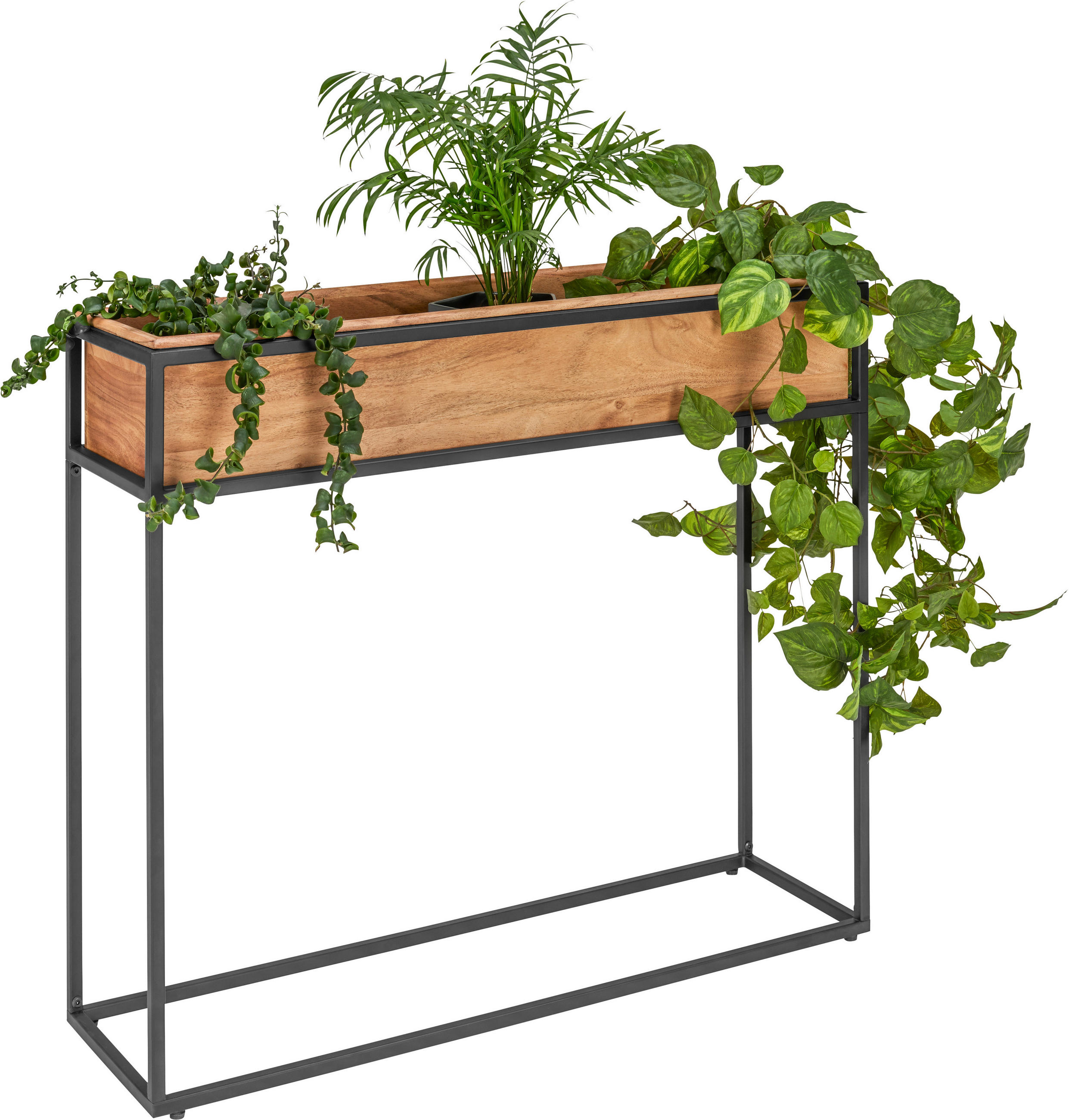 SANDUK ZA CVIJEĆE drvo, metal - boje bagrema/crna, Lifestyle, drvo/metal (90/25/76cm) - Landscape