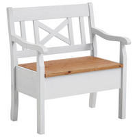 SITZBANK 84/93/58 cm Weiß, Laugenfarbig Kiefer massiv  - Laugenfarbig/Weiß, ROMANTIK / LANDHAUS, Holz (84/93/58cm) - Boxxx