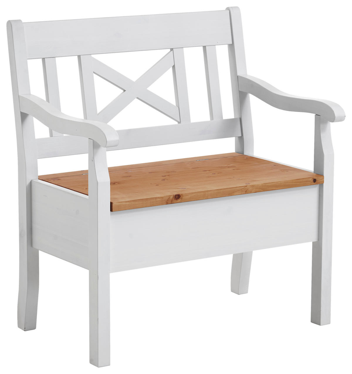 SITZBANK 84/93/58 cm Weiß, Laugenfarbig Kiefer massiv  - Laugenfarbig/Weiß, ROMANTIK / LANDHAUS, Holz (84/93/58cm) - Boxxx