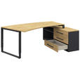 ECKSCHREIBTISCH  in Anthrazit, Hickory  - Anthrazit/Alufarben, Design, Holzwerkstoff/Metall (160/200cm) - Moderano