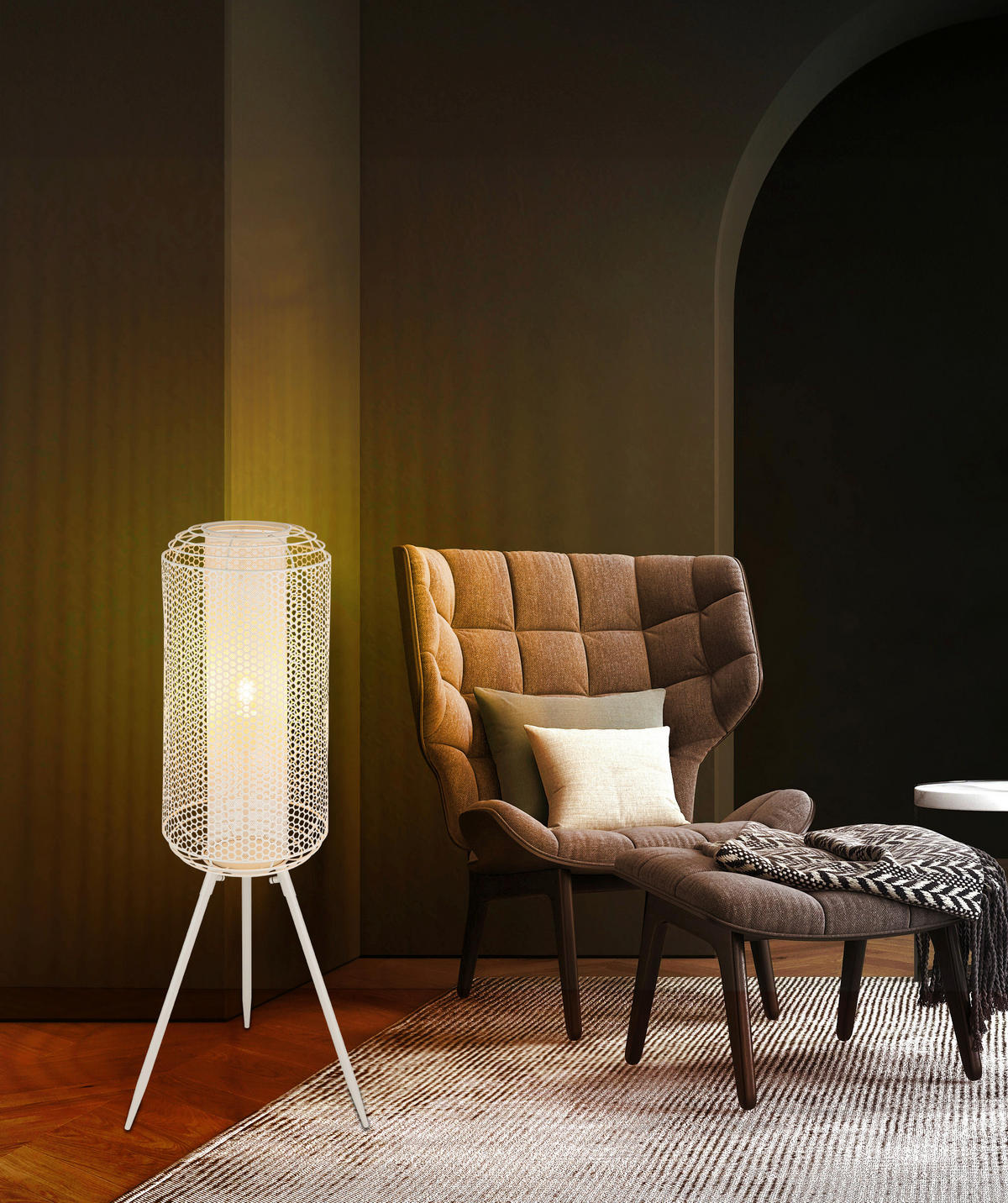 STEHLEUCHTE 30/110 cm    - Creme, Design, Metall (30/110cm) - Globo