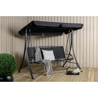 HOLLYWOODSCHAUKEL 203/160/122 cm  - Schwarz, KONVENTIONELL, Textil/Metall (203/160/122cm) - Gardenson