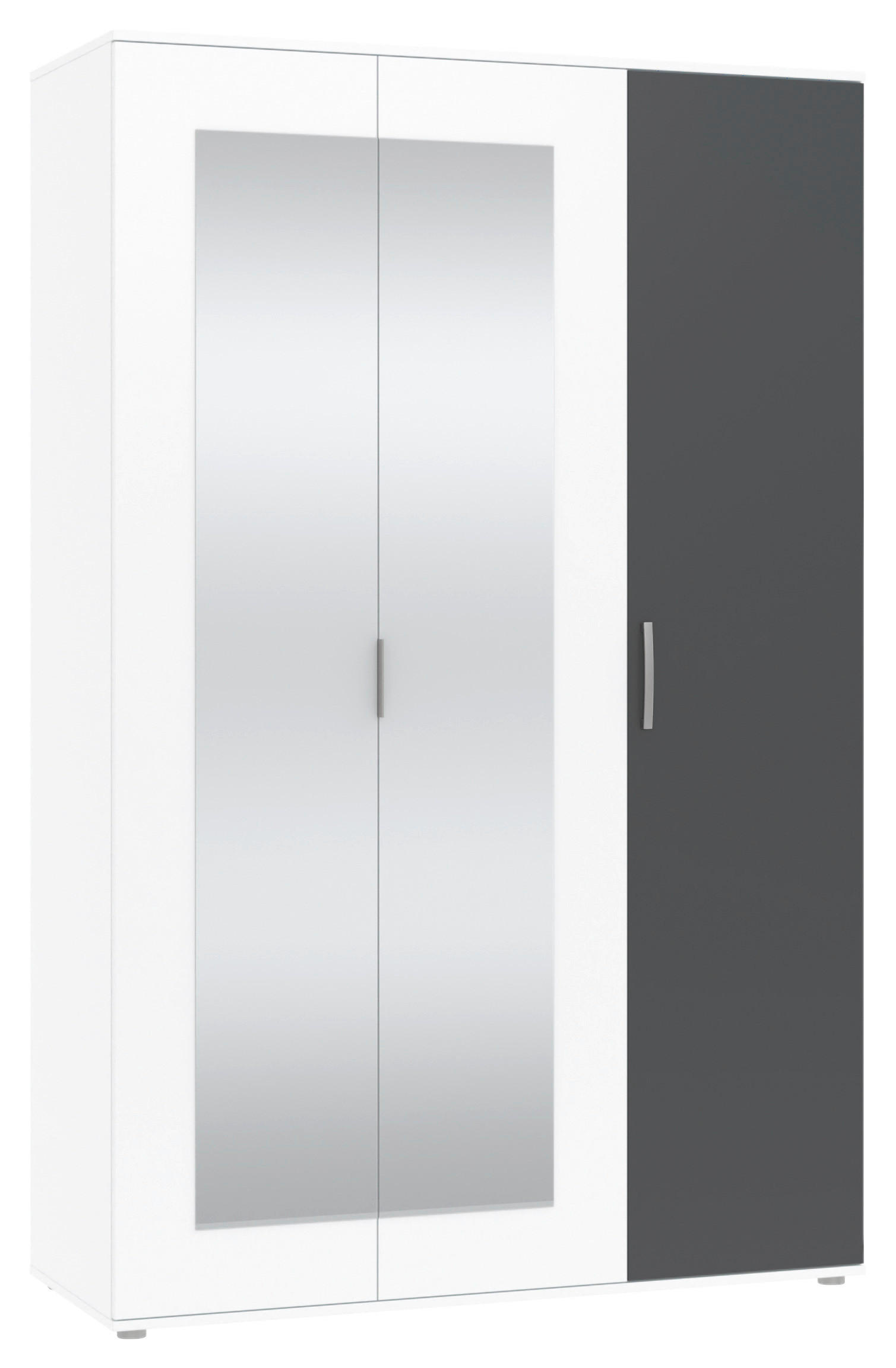 Drehtürenschrank Mit Spiegel 135cm Jan Weiß/Anthrazit