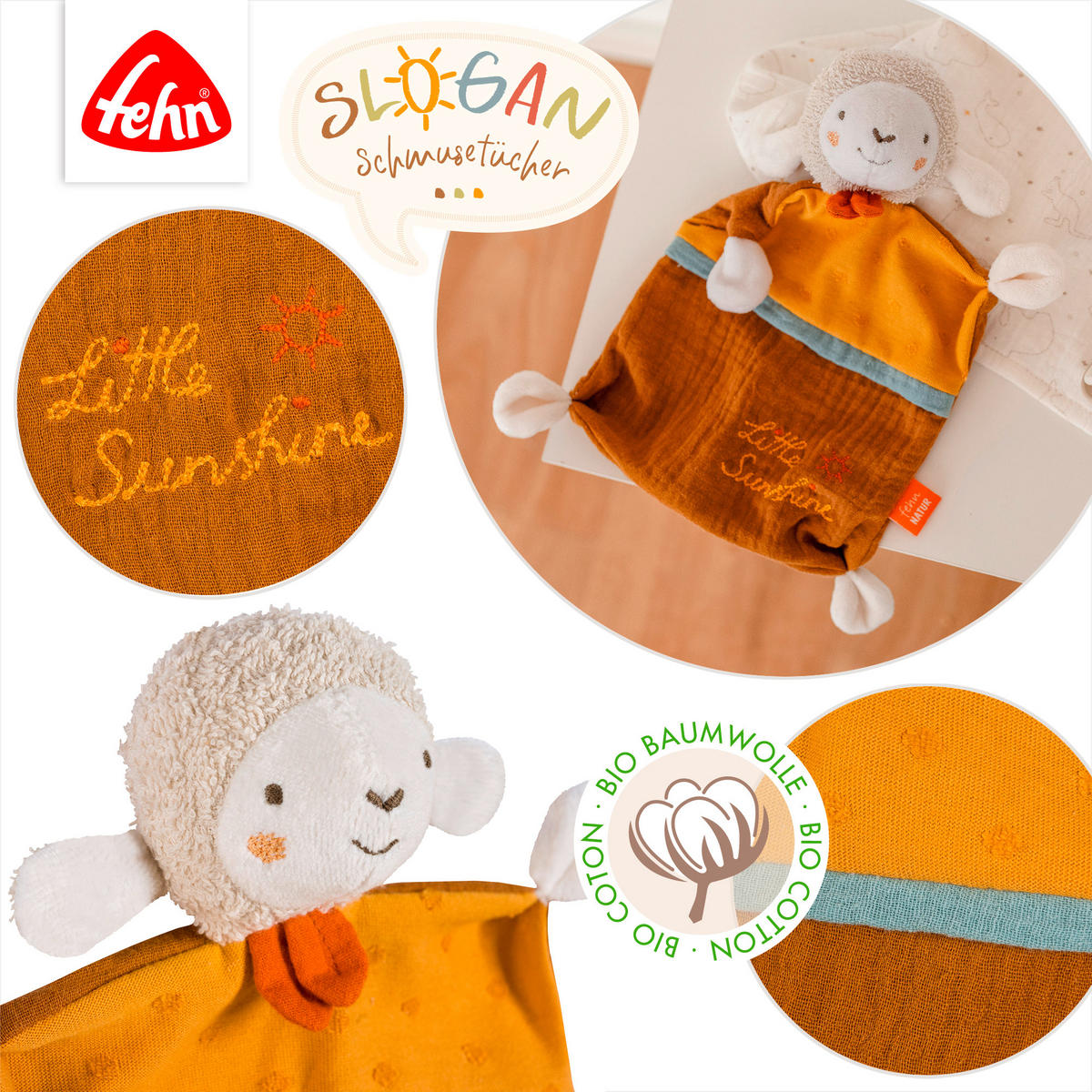 SCHMUSETUCH - Senfgelb, Basics, Textil (26/21/5cm) - Fehn