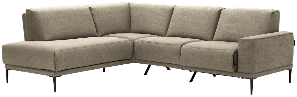 ECKSOFA in Flachgewebe Sandfarben  - Sandfarben/Schwarz, Design, Textil/Metall (210/260cm) - Johann Jakob