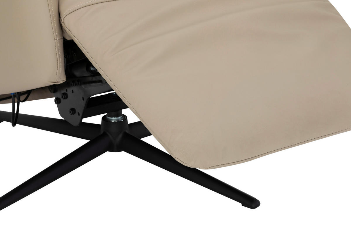RELAXSESSEL Lederlook Echtleder    - Beige/Schwarz, KONVENTIONELL, Leder/Textil (75/111/90cm) - Livetastic