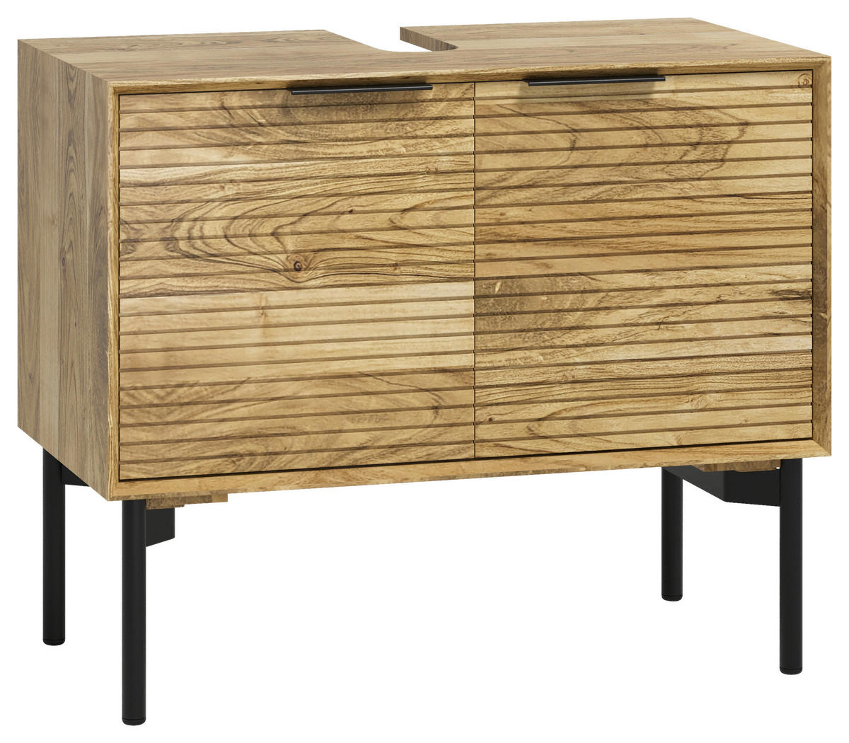 WASCHBECKENUNTERSCHRANK 80/66/42 cm  - Schwarz/Naturfarben, Natur, Holz/Metall (80/66/42cm) - Livetastic