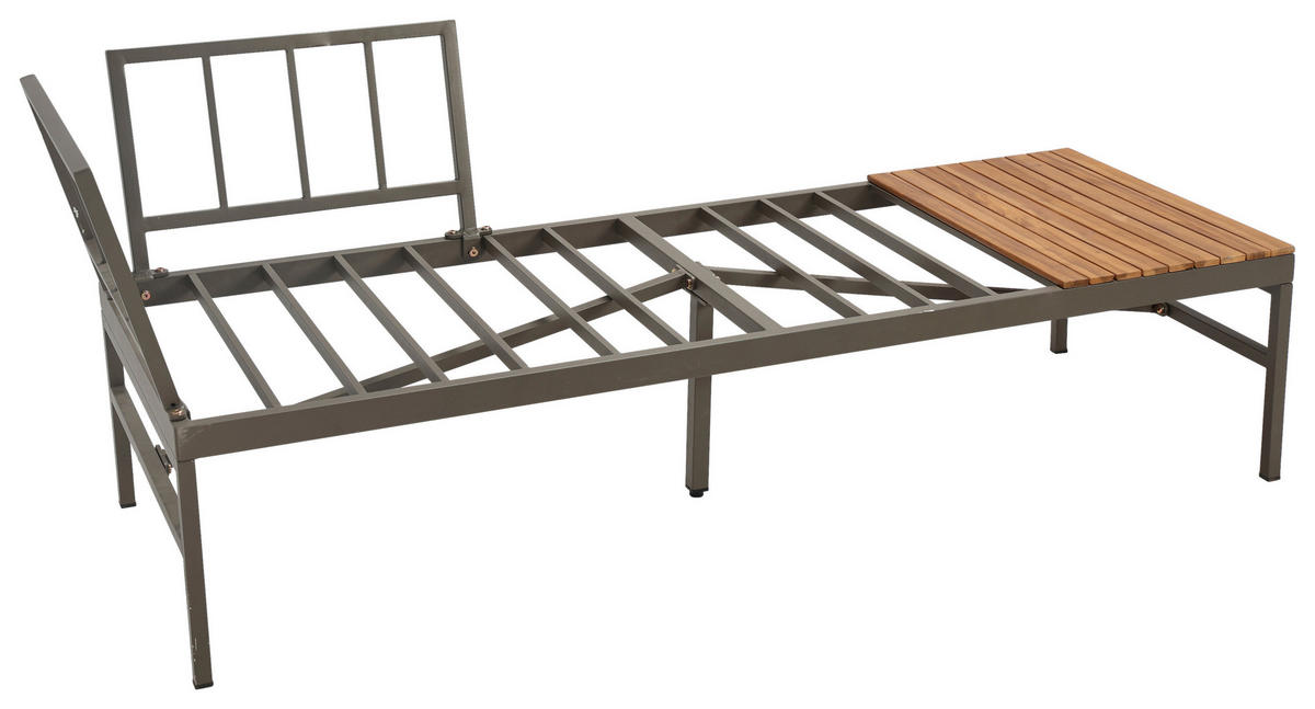 LOUNGEGARNITUR   57/35/57 cm Akazie vollmassiv Aluminium  - Beige/Beigebraun, MODERN, Holz/Textil (57/35/57cm) - Ambia Garden
