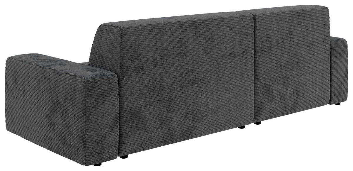 ECKSOFA in Cord Dunkelgrau  - Dunkelgrau/Schwarz, Modern, Kunststoff/Textil (162/246cm) - Trendmanufaktur