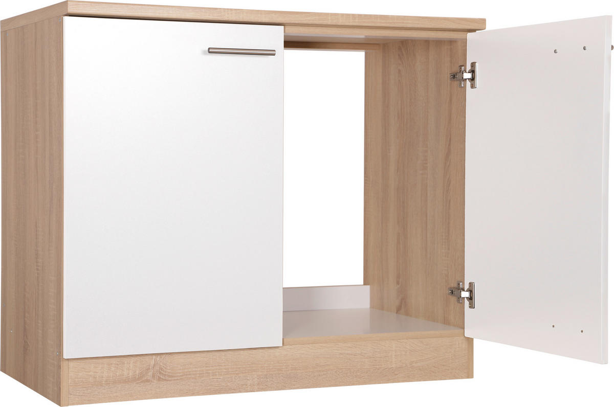 BÄNKSKÅP FÖR DISKHO 100/84,8/60 cm  i ekfärgad, vit  - vit/silver, Basics, metall/trämaterial (100/84,8/60cm) - Respekta