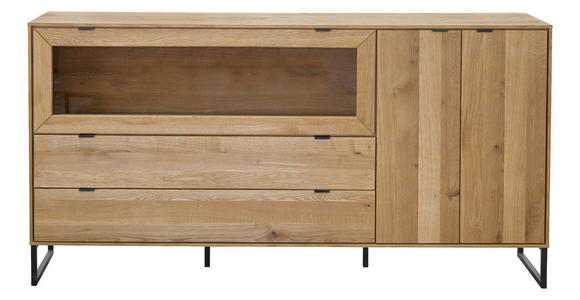 SIDEBOARD  in 182/93,6/40 cm  - Eichefarben/Schwarz, Natur, Glas/Holz (182/93,6/40cm) - Carryhome