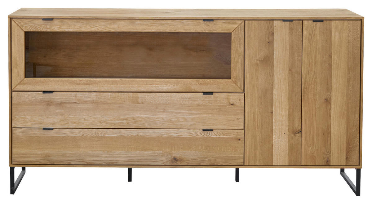 SIDEBOARD  in 182/93,6/40 cm  - Eichefarben/Schwarz, Natur, Glas/Holz (182/93,6/40cm) - Carryhome