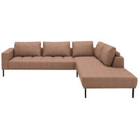 ECKSOFA  in Flachgewebe Aprikose  308/270 cm  - Aprikose/Schwarz, Design, Textil/Metall (308/270cm) - Pure Home Lifestyle