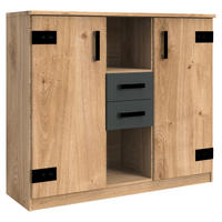 KOMMODE Wimex LIVERPOOL, 124/105/41 cm, 2 Schublade(n)  - Eichefarben/Graphitfarben, Design, Holzwerkstoff (124/105/41cm) - MID.YOU