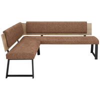 ECKBANK 190/220 cm  in Cognac  - Cognac/Schwarz, MODERN, Holzwerkstoff/Textil (190/220cm) - Venda
