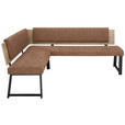 ECKBANK 160/190 cm  in Cognac  - Cognac/Schwarz, MODERN, Holzwerkstoff/Textil (160/190cm) - Venda