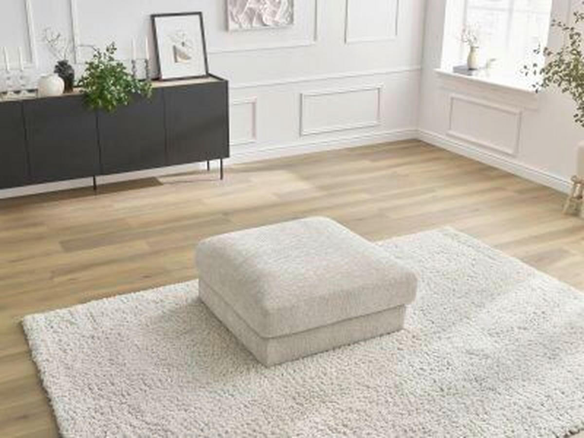 HOCKER LEONARD Struktur Beige  - Beige/Schwarz, MODERN, Kunststoff/Textil (86/43/86cm)