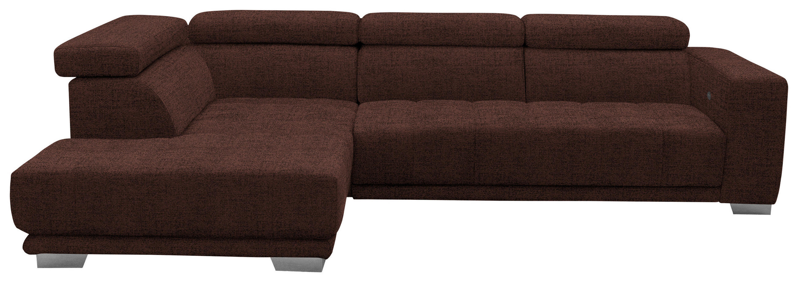 ECKSOFA in Chenille Rotbraun  - Chromfarben/Rotbraun, Design, Textil (207/301cm) - Xora