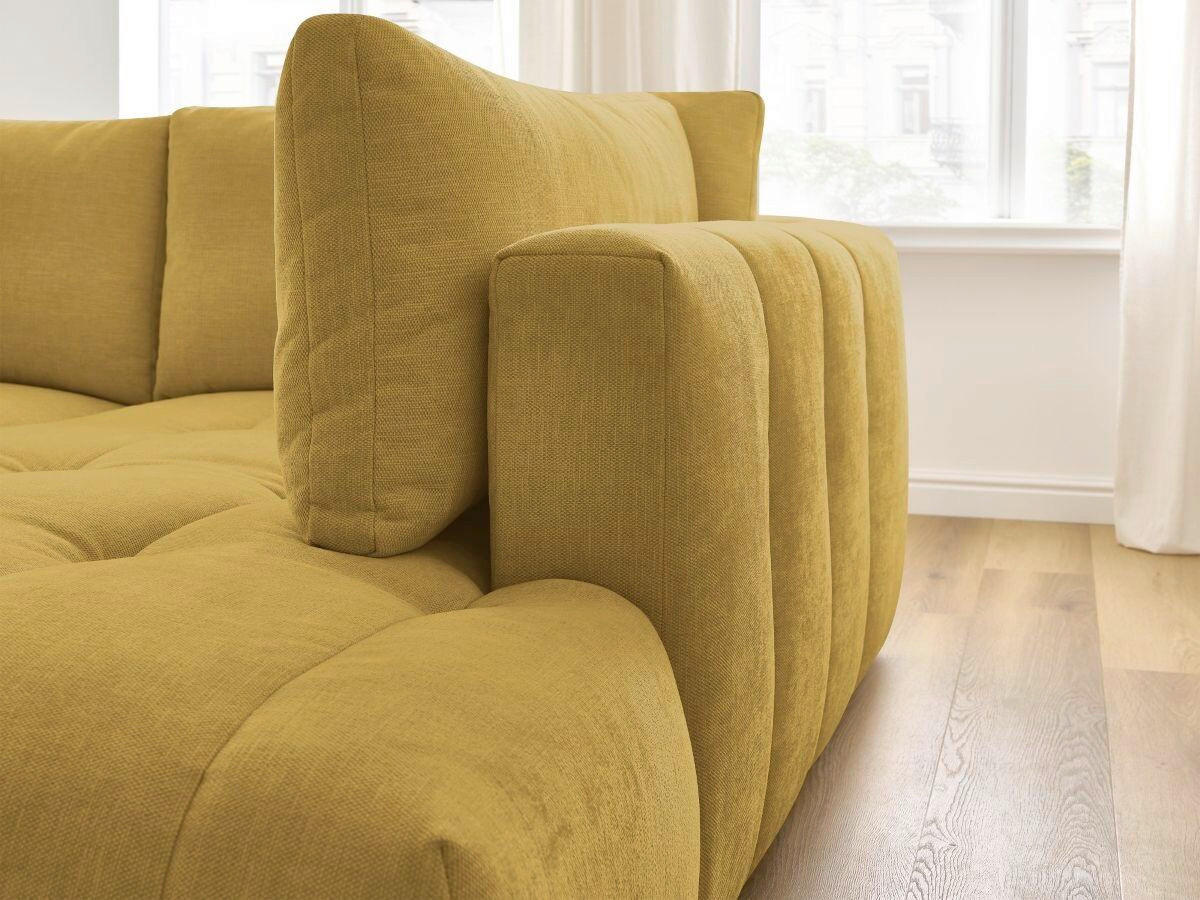 ECKSCHLAFSOFA FUJI Leinenoptik Gelb  inkl.  - Gelb/Schwarz, MODERN, Kunststoff/Textil (282/204cm)