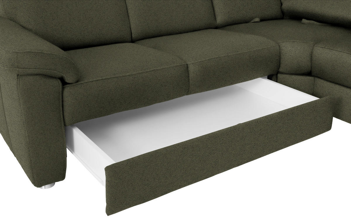 WOHNLANDSCHAFT in Flachgewebe Grün  - Chromfarben/Grün, Konventionell, Textil/Metall (240/330/163cm) - Beldomo System