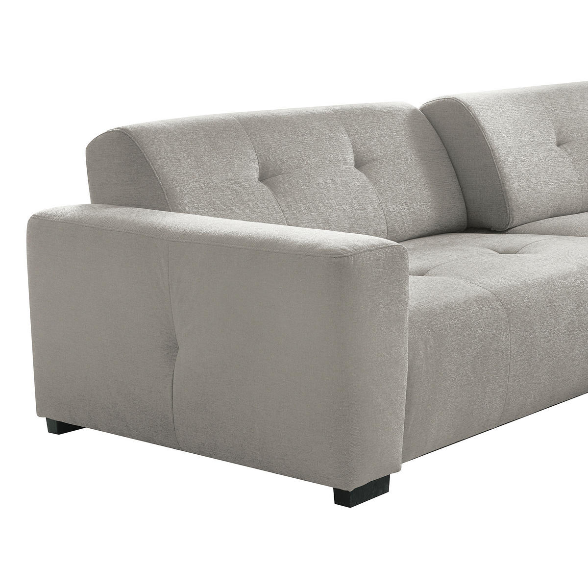 ECKSOFA AUSTIN Hellgrau Flachgewebe Sitztiefenverstellung  - Hellgrau/Schwarz, Design, Kunststoff/Textil (286/169cm) - Livetastic