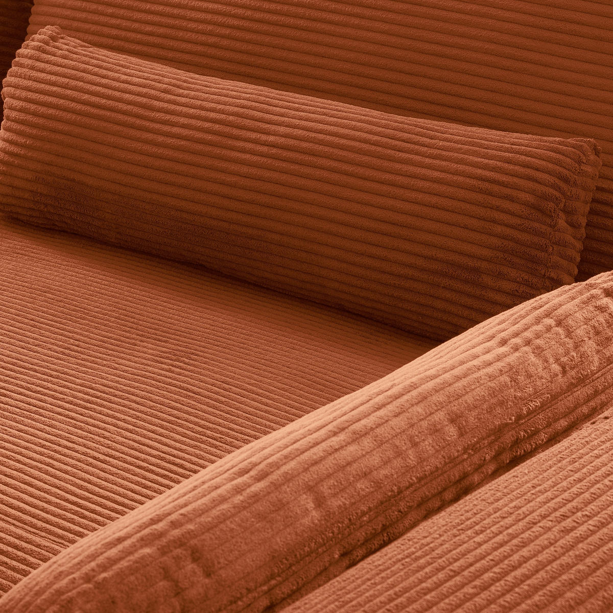 ECKSOFA Kupferfarben Cord Nierenkissen, Rückenkissen  - Schwarz/Kupferfarben, Design, Textil/Metall (313/172cm) - P & B