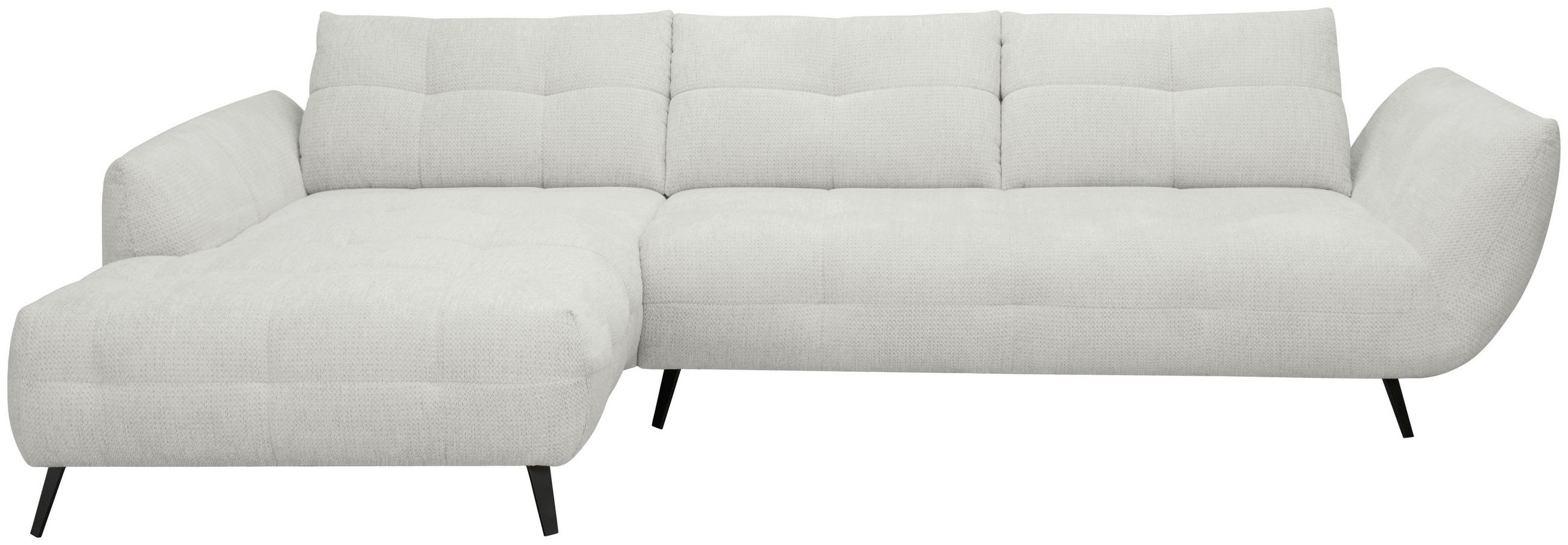 ECKSOFA Elfenbein Chenille Armlehnenkissen, Rücken echt, Sitztiefenverstellung  - Elfenbein/Schwarz, KONVENTIONELL, Textil/Metall (215/313cm) - Hom`in