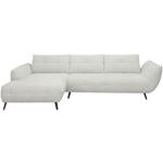 ECKSOFA Elfenbein Chenille Armlehnenkissen, Rücken echt, Sitztiefenverstellung  - Elfenbein/Schwarz, KONVENTIONELL, Textil/Metall (215/313cm) - Hom`in