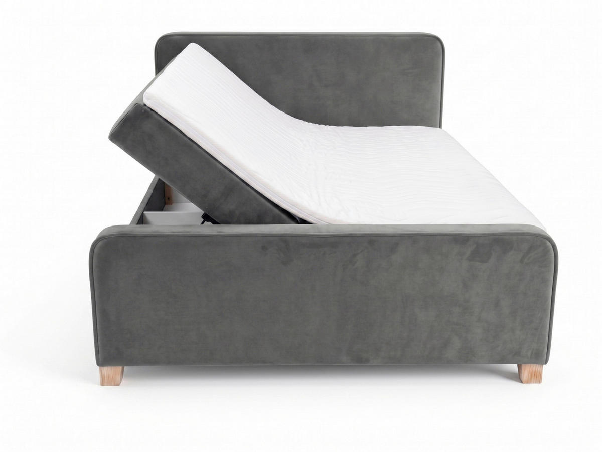 BOXBETT 180/200 cm  in Graphitfarben  - Graphitfarben/Kernbuche, MODERN, Holz/Textil (180/200cm) - MID.YOU