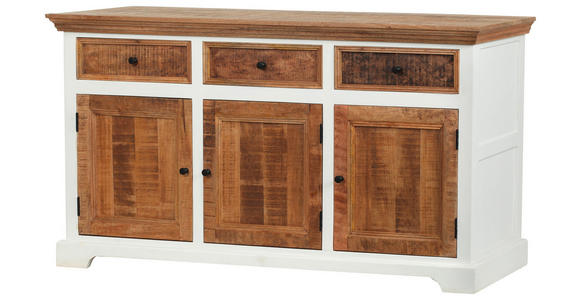 SIDEBOARD Akazie, Mangoholz vollmassiv Naturfarben, Weiß  - Schwarz/Naturfarben, ROMANTIK / LANDHAUS, Holz/Metall (160/90/45cm) - Landscape