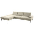 ECKSOFA in Echtleder Ecru  195/308 cm  - Ecru/Schwarz, Design, Leder/Metall (195/308cm) - Dieter Knoll