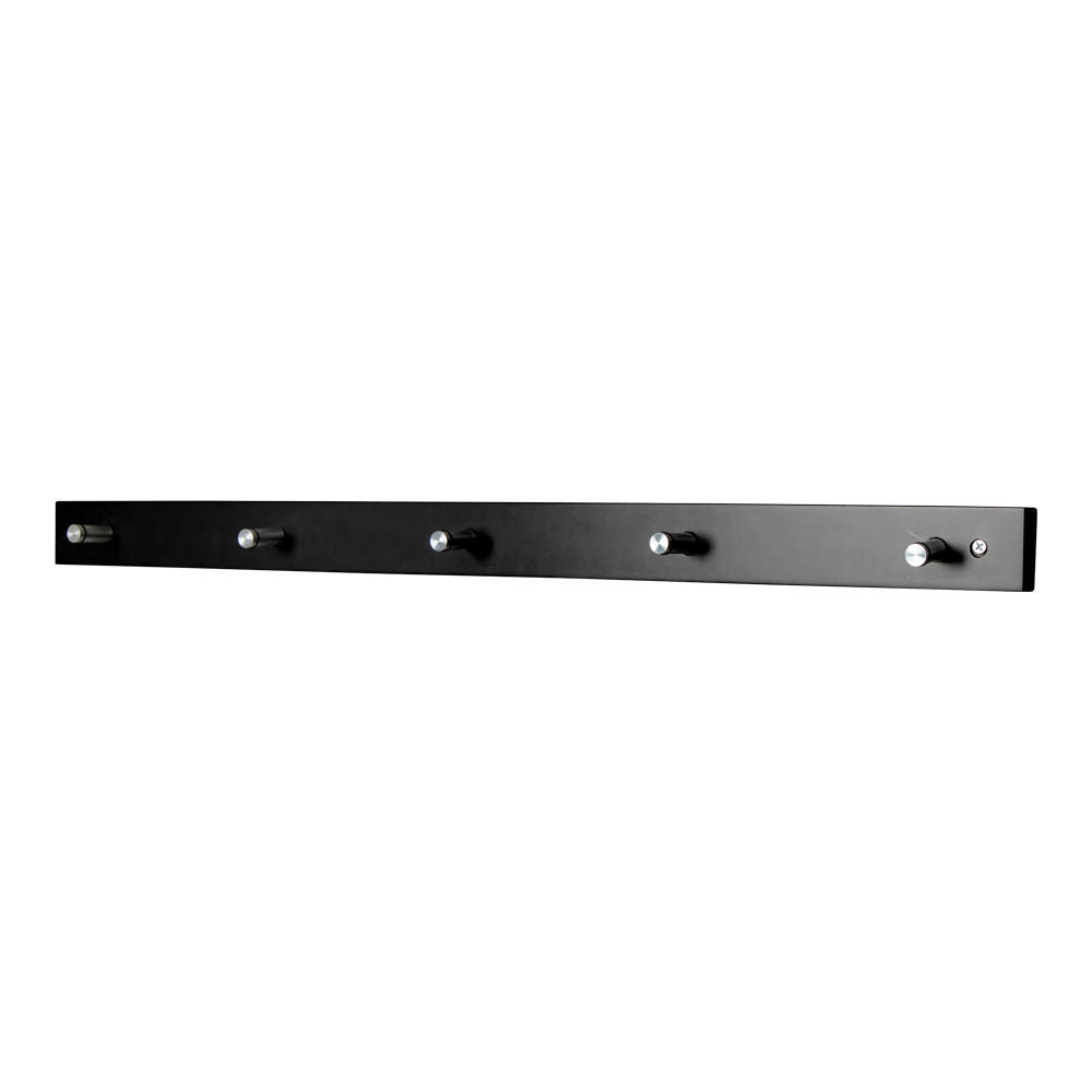 HAKENLEISTE  in Kiefer massiv Schwarz, Chromfarben  - Chromfarben/Schwarz, Basics, Holz/Metall (70/5/2cm) - MID.YOU