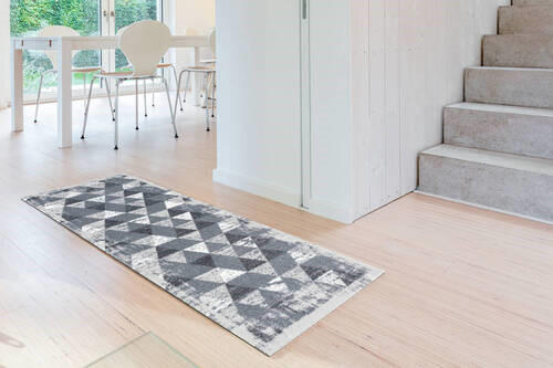 KÜCHENLÄUFER 50/150 cm Miabella Weiß, Hellgrau  - Hellgrau/Weiß, Design, Textil (50/150cm) - Esposa