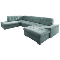 WOHNLANDSCHAFT Mintgrün Mikrofaser  - Chromfarben/Mintgrün, Design, Kunststoff/Textil (212/330/169cm) - Livetastic