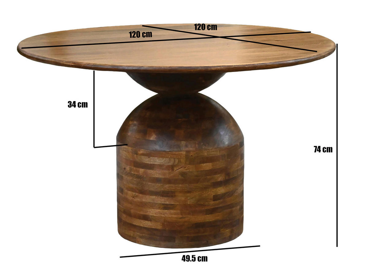 ESSTISCH 120/120/74 cm Echtholz  Holz rund Naturfarben  - Naturfarben, Design, Holz (120/120/74cm) - Livetastic