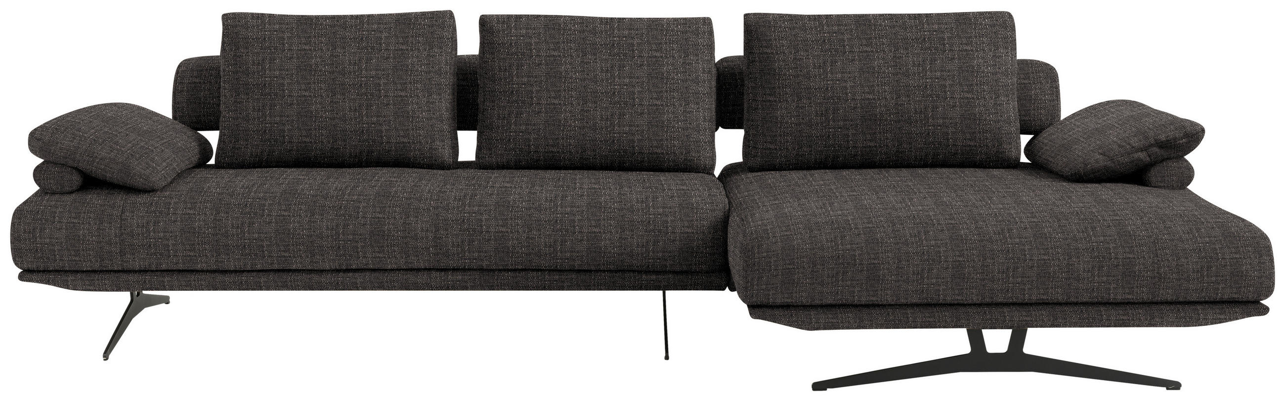 ECKSOFA in Chenille Dunkelbraun  - Dunkelbraun/Schwarz, Design, Textil/Metall (334/168cm) - Dieter Knoll
