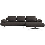 ECKSOFA in Chenille Dunkelbraun  - Dunkelbraun/Schwarz, Design, Textil/Metall (334/168cm) - Dieter Knoll