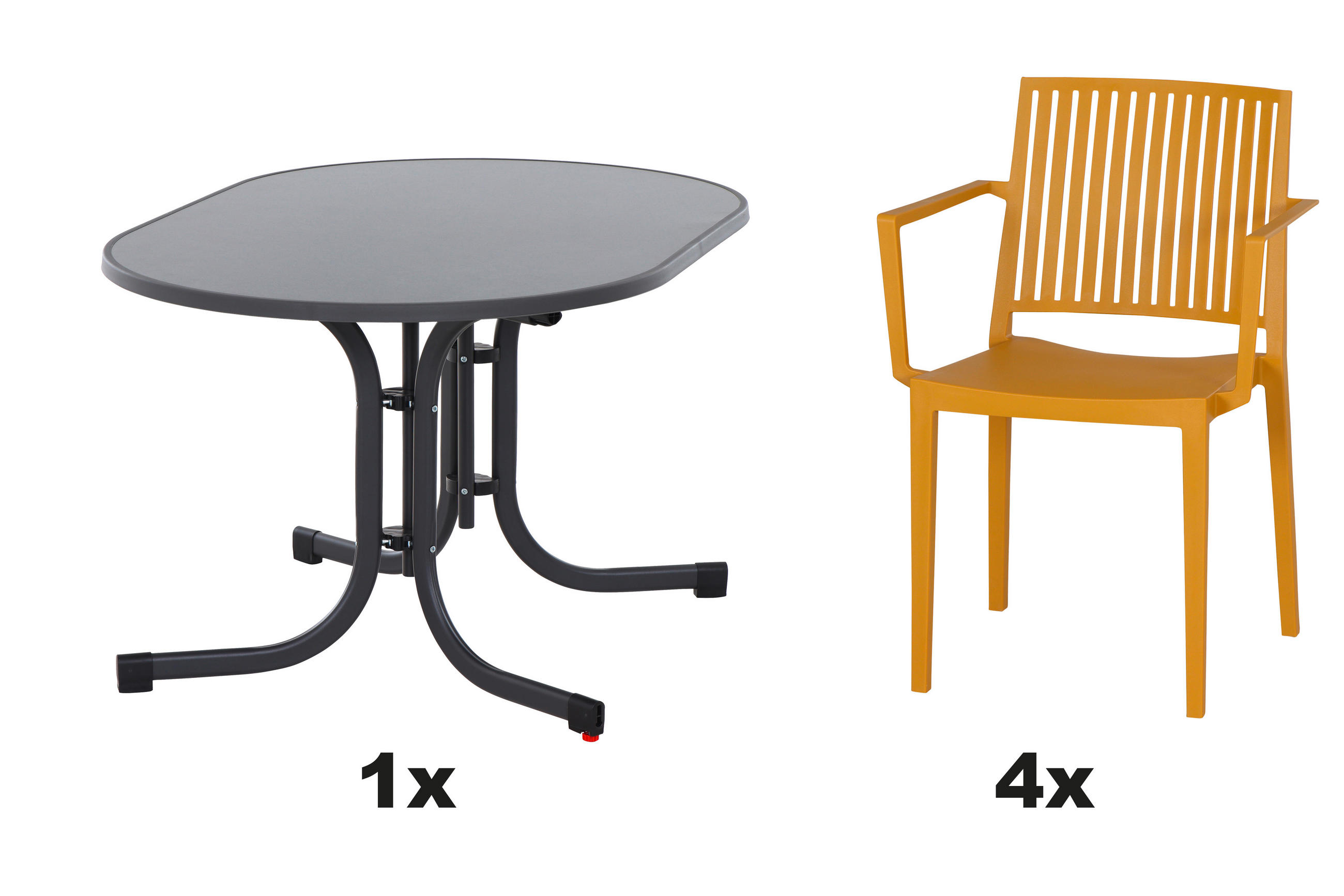 GARTENGARNITUR 5-teilig Stahl  - Gelb, Basics, Kunststoff/Metall (90/80/138cm) - Siena Garden