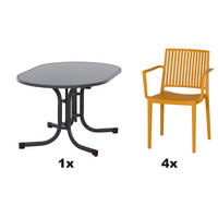 GARTENGARNITUR 5-teilig Stahl  - Gelb, Basics, Kunststoff/Metall (90/80/138cm) - Siena Garden
