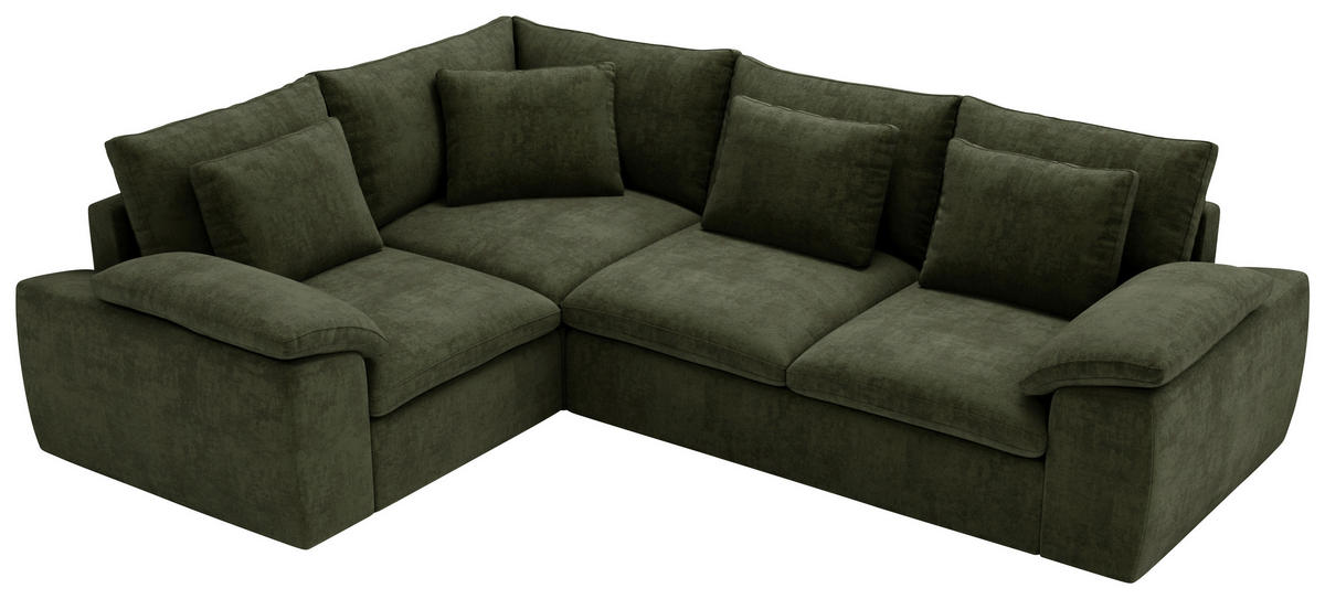 ECKSOFA Chenille Grün  - Schwarz/Grau, Design, Kunststoff/Textil (216/289cm) - Livetastic