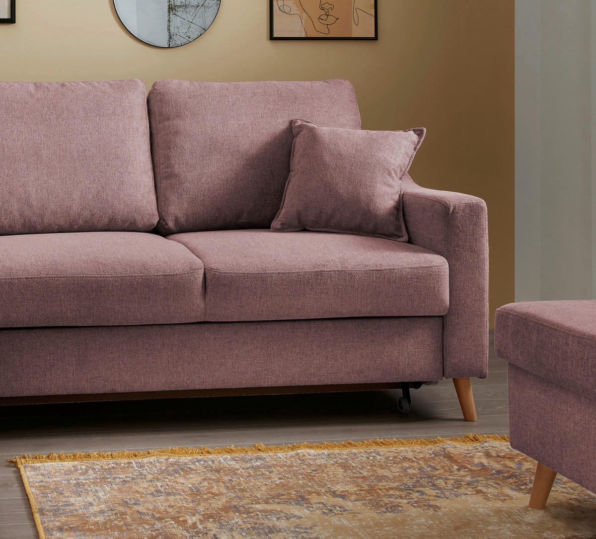 ECKSOFA in Struktur Rosa  - Naturfarben/Rosa, Konventionell, Holz/Textil (200/230cm) - P & B